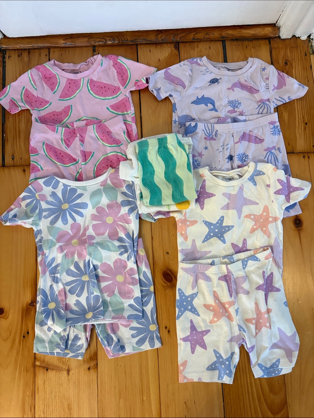 Carter's Girls 5-Pack Short Sleeve Pajama Sets - Pink, Purple, Blue, White